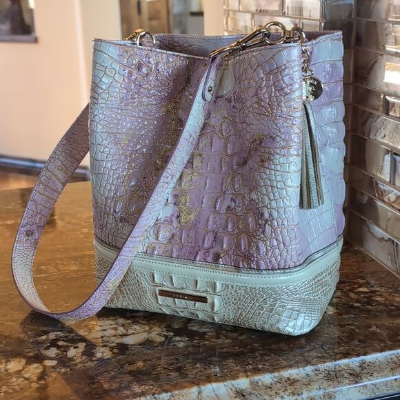 BRAHMIN Bucket Bag🩷 -Amelia Lilac Whimsey Shoulder Bucket Bag - Picture 15 of 15